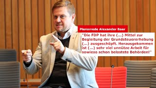 Plenarrede Alexander Baer vom 24.08.2023 zum Antrag der FDP zur Grundsteuerreform