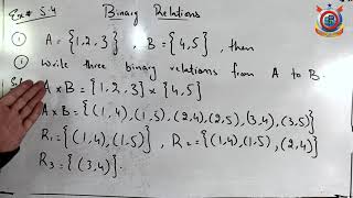 Maths Lecture 28 Ex; 5 4 Topic; Binary Relations (Class 10th)