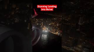 Breathtaking Landing into stunning Beirut at night #shorts #landing #beirut #plane #nightlife