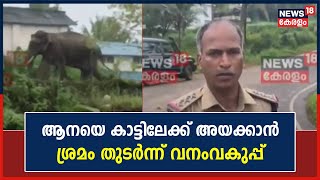 Kannur Ulikkalൽ ജനവാസമേഖലയിൽ തമ്പടിച്ച് കാട്ടാന ; ആനയെ കാട്ടിലേക്ക് അയക്കാൻ ശ്രമം തുടരുന്നു