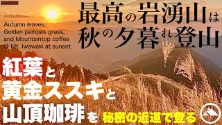 最高の岩湧山は秋の夕暮れ登山！秘密の近道で紅葉と黄金ススキと山頂珈琲を堪能せよ YT-184