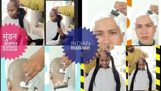 trendy headshave videos | Headshave Long to Bald | Long hair Girl Headshave smooth shave with razor