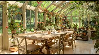 ENERGY HEALING AMBIENCE: Sunny spring greenhouse sunroom...