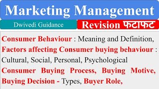 Consumer Behaviour, Consumer Buying Process, Buying role, Buying Decision, Marketing Management