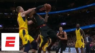 Domantas Sabonis gets flagrant foul for big contact on LeBron James during Game 2 | ESPN