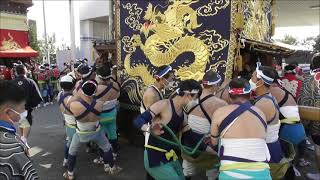 棧掛祭山車曳き揃え　2022年10月23日　棒締め（神前神社曳き廻し前）