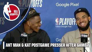 Ant Man gives KAT his flowers after Game 7 win 💐 [PRESS CONFERENCE] | NBA on ESP