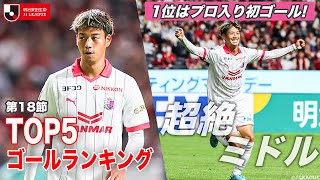 【今週のTOP５ゴールランキング】GKも見送るスーパーショット❗️Ｊ１リーグ 第18節【ゴール動画】