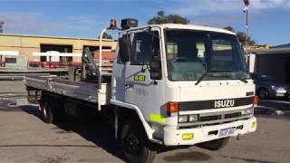 GA0670 - 1990 Isuzu FSR500 4x2 Flat Deck Truck with Kevrec 1T Crane