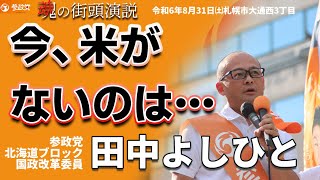 【参政党】街頭演説 田中よしひと 札幌大通 風力発電、米騒動、今の北海道そして日本に物申す  R6/8/31#政治 #国会 #ニュース