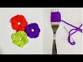 Hand Embroidery: Fork Trick Sewing to make Flower