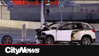 Good Samaritan drags family to safety before car bursts into flames in Surrey