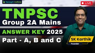 TNPSC Group 2A Mains Answer Key 2025 | GS + GE + GT Answer Key l TNPSC Answer Key