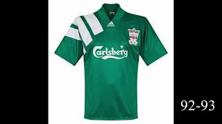 Liverpool away kit evolution during the Premier League era 1992-2020