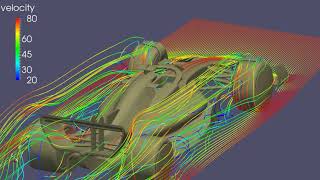 UFO-CFD (octree) F1 car streamlines #2