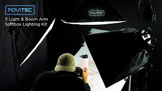 Fovitec StudioPRO 2500w Photo \u0026 Video Studio 3 Light \u0026 Boom Arm Softbox Lighting Kit