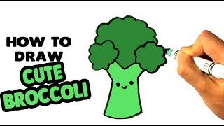 How to Draw Kawaii Broccoli - Cute Food - Drawing for Beginners and Kids - How to Draw Easy Things