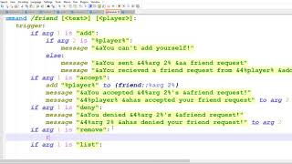 Minecraft skript CODING A FRIEND SYSTEM