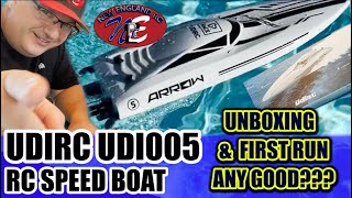 UDIRC UDI005 RC SPEED BOAT - UNBOXING \u0026 FRST RUN – ANY GOOD??? - NEW ENGLAND RC – E111