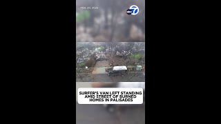 Surfer's van left standing amid street of burned homes in Palisades