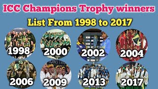 ICC Champion Trophy Winner List From 1998 To 2017 | Champion Trophy Winner