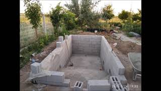 Bahçeye yüzme havuzu yapma.Making a swimming pool in the garden