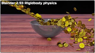 Bitcoins falling into Bowl | Blender 2.93 Rigid body physics tutorial