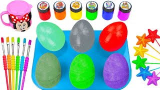 Satisfying Video l How To Make EGGS Super Rainbow from Glitter Slime and Stars Lollipop Cutting ASMR