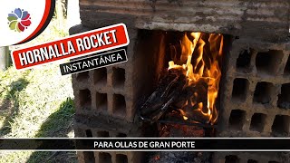 Hornalla Rocket INSTANTÁNEA - Se ensambla en pocos minutos y consume poca leña.