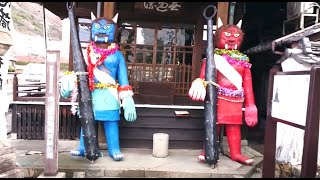 【岐阜県岐阜市　圓龍寺の鬼】　赤鬼と青鬼がいます、大イチョウで有名なお寺です。　2023年1月下旬　　Gifu-Japan