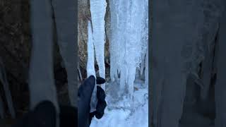 Breaking a mini icicle #hiking #icicle