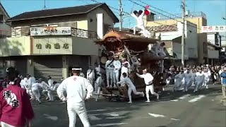 和泉市 信太連合 だんじり祭り 王子町のやりまわし2連発 2015.10.12