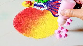 Beautiful Rangoli For Gudi Padwa |गुढी पाडव्याला काढा ही अतिशय सुंदर व सोपी रांगोळी |