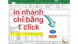 Tạo nút in nhanh trong excel