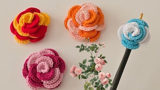 Perfect for Beginners! 🌹Very Easy Crochet Rose flowers Tutorial