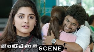 Gentleman Movie Scenes - Niveda Stunned At Airport - Niveda Comes To Nani House And Know About Nani