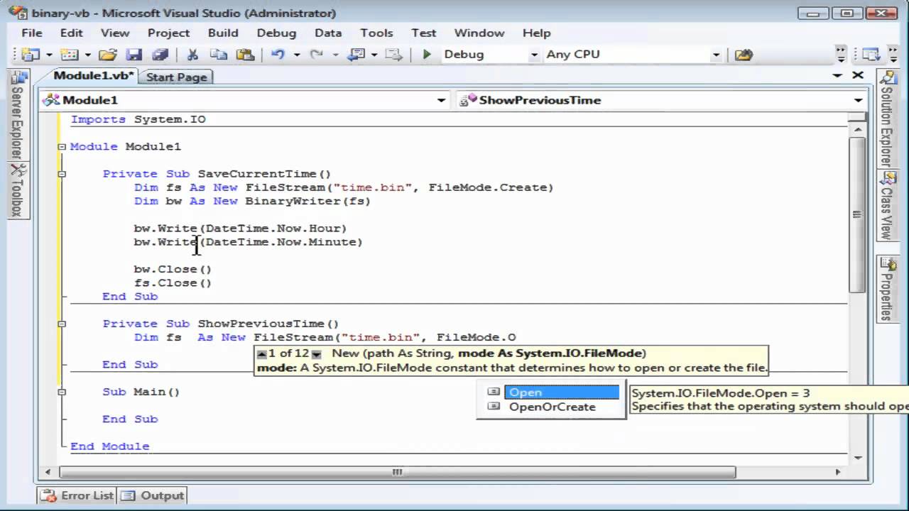 Reading And Writing Binary Files Using Visual Basic.NET - YouTube