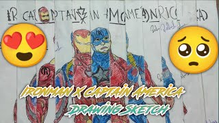 Ironman X Captain America In one fream Drawing Sketchby enemy song attitude art Super Artist Rahul 😈