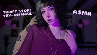 Thrift Store Try-On Haul ASMR | Fabric Scratching, Mic Rubbing, Tapping, Whispering