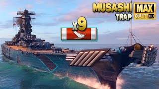 Battleship Musashi: First blood and not the last on map Trap - World of Warships