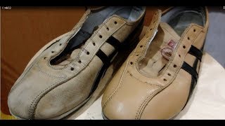 アドカラーで色あせた靴を染め直し② paint on leather shoes