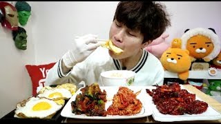 꽃돼지 양념게장에 여수갓김치 배추김치 계란후라이 먹방 mukbang eating show 吃播