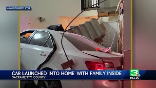 Man crashes car inside of home in Sacramento County after chase, sheriff's officials say