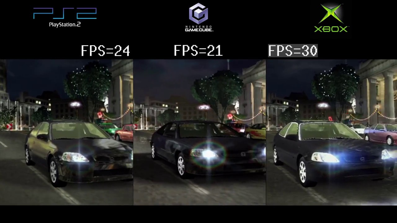 Пс 2 графика. Need for Speed Underground 2 ps2 vs GAMECUBE. Ps2 vs GAMECUBE vs Xbox. Xbox Original vs ps2. Ps2 Xbox Original.