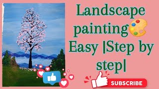 Easy Landscape painting🎨 for beginners |Easy step by step|/Acrylic landscape painting🎨 for beginner