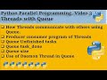 Learn Python Parallel programming Queue with Threads video 7