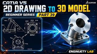 CATIA V5 Beginner Tutorial Part 39 | 2D Drawing to 3D Model | Solid Modeling Practice