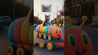 Kitten rides Gummy Caterpillar Car! #cats #cutecat #funny #catlovers