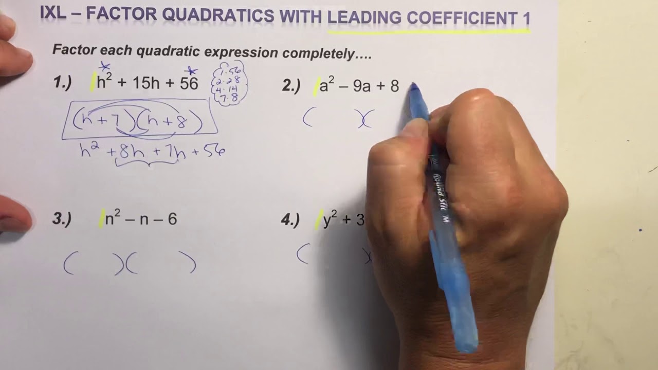 Factoring Quadratics With Leading Coefficient Of 1 - YouTube