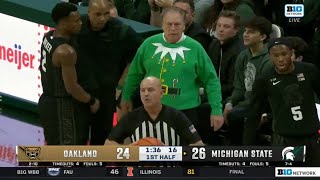 Tom Izzo gets called for technical foul while wearing elf sweater